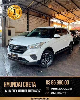 HYUNDAI CRETA 1.6 16V FLEX ATTITUDE AUTOMÁTICO HYUNDAI CRETA 1.6 16V FLEX ATTITUDE AUTOMÁTICO